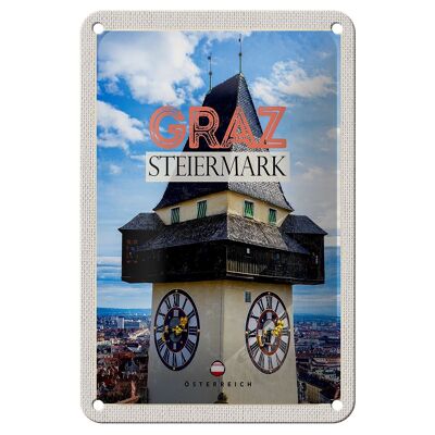 Blechschild Reise 12x18cm Graz Steiermark Kirche Ausblick Stadt Schild