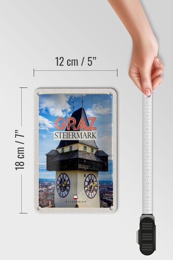 Panneau de voyage en étain 12x18cm, panneau de ville avec vue sur l'église de Graz, styrie 5