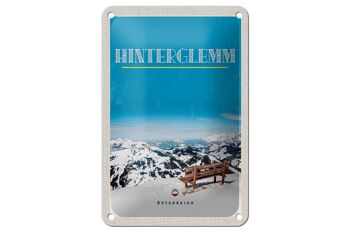 Panneau de voyage en étain, 12x18cm, montagnes autrichiennes, banc de neige, signe d'hiver 1