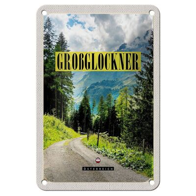 Cartel de chapa de viaje, 12x18cm, Großglockner, montañas, nieve, naturaleza, bosque