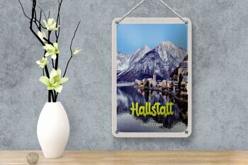 Panneau de voyage en étain, 12x18cm, Hallstatt, autriche, montagnes, signe d'hiver 4