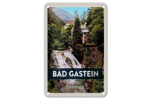 Blechschild Reise 12x18cm Bad Gastein Wasserfall Natur Wald Schild