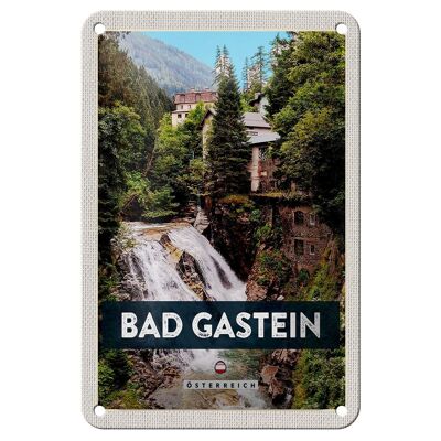 Blechschild Reise 12x18cm Bad Gastein Wasserfall Natur Wald Schild