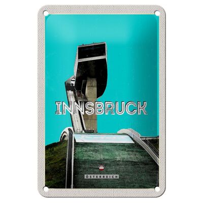 Panneau de voyage en étain, 12x18cm, Innsbruck, autriche, vue de vacances
