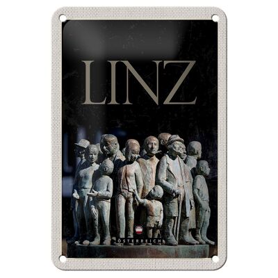 Cartel de chapa de viaje, 12x18cm, Linz, Austria, escultura, cartel de personas