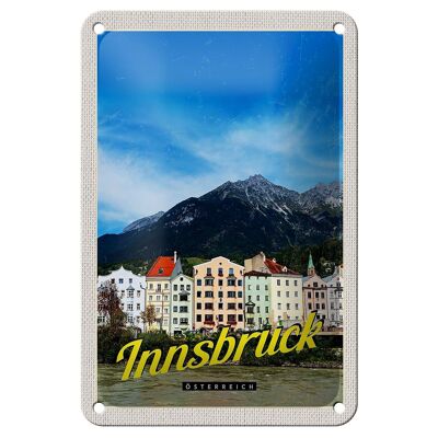 Targa in metallo da viaggio 12 x 18 cm, montagne di Innsbruck, vista sulla natura, targa sulla città