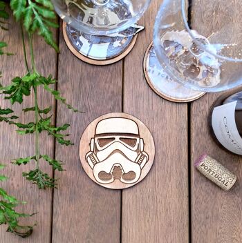 Ensemble de 6 sous-verres en bois Star Wars - Baby Yoda - Le Mandalorien - Porte-gobelets 5