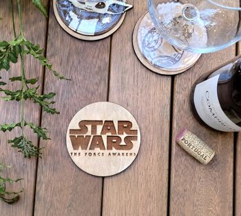 Ensemble de 6 sous-verres en bois Star Wars - Baby Yoda - Le Mandalorien - Porte-gobelets 6