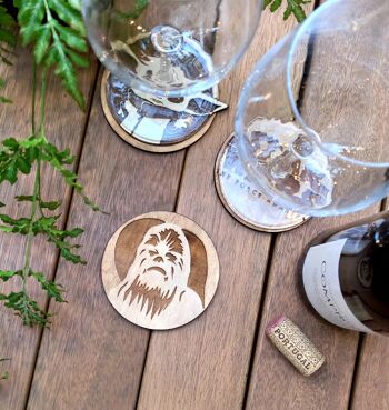 Ensemble de 6 sous-verres en bois Star Wars - Baby Yoda - Le Mandalorien - Porte-gobelets 7