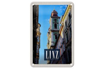 Panneau de voyage en étain, 12x18cm, Linz, autriche, église de la vieille ville, panneau de vacances 1