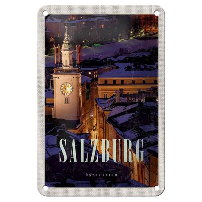 Targa in metallo da viaggio 12x18 cm Salisburgo Austria Chiesa Cartello della città vecchia