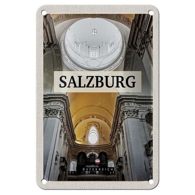 Targa in metallo da viaggio 12x18 cm Salisburgo Austria chiesa dall'interno del cartello