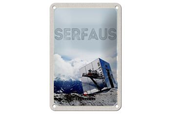 Panneau de voyage en étain, 12x18cm, Serfaus, autriche, neige, heure d'hiver 1
