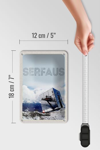 Panneau de voyage en étain, 12x18cm, Serfaus, autriche, neige, heure d'hiver 5