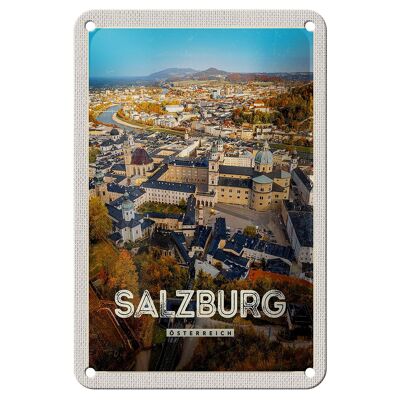 Targa in metallo da viaggio 12x18 cm Cartello della città vecchia del castello di Salisburgo Austria