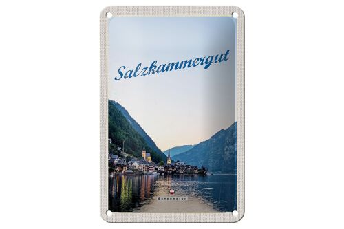 Blechschild Reise 12x18cm Salzkammergut Aussicht auf Stadt Schild