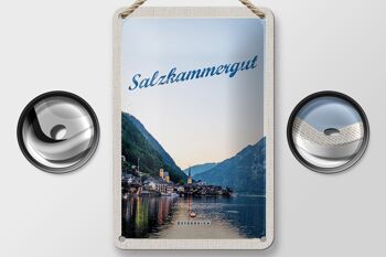 Panneau en étain voyage 12x18cm Salzkammergut vue de la ville 2