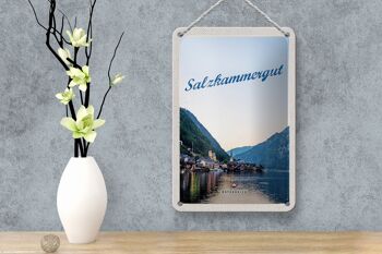 Panneau en étain voyage 12x18cm Salzkammergut vue de la ville 4