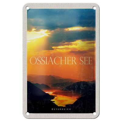 Cartel de chapa de viaje, 12x18cm, Ossiacher See Nature, cartel de puesta de sol