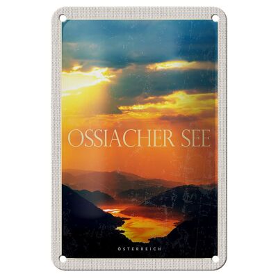 Blechschild Reise 12x18cm Ossiacher See Natur Sonnenuntergang Schild