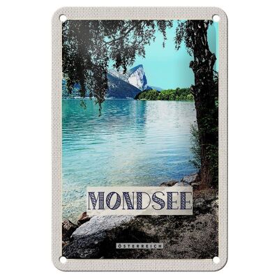 Blechschild Reise 12x18cm Mondsee Österreich See Wald Urlaub Schild