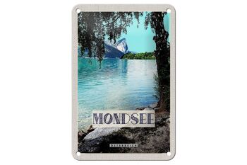Panneau de voyage en étain, 12x18cm, Mondsee, autriche, lac, forêt, signe de vacances 1