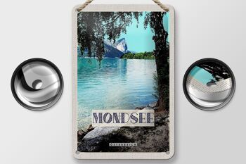 Panneau de voyage en étain, 12x18cm, Mondsee, autriche, lac, forêt, signe de vacances 2