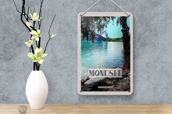 Panneau de voyage en étain, 12x18cm, Mondsee, autriche, lac, forêt, signe de vacances 4