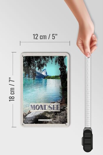 Panneau de voyage en étain, 12x18cm, Mondsee, autriche, lac, forêt, signe de vacances 5