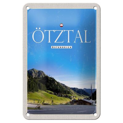 Cartel de chapa de viaje, 12x18cm, Ötztal, Austria, bosque, naturaleza, cartel de vacaciones