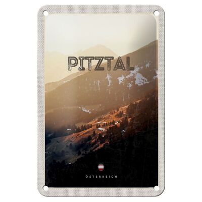Cartel de chapa de viaje, 12x18cm, montañas Pitztal, nieve, naturaleza, cartel festivo