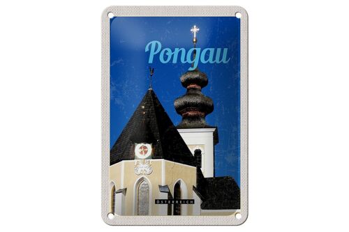 Blechschild Reise 12x18cm Pongau Österreich Kirche Urlaub Stadt Schild