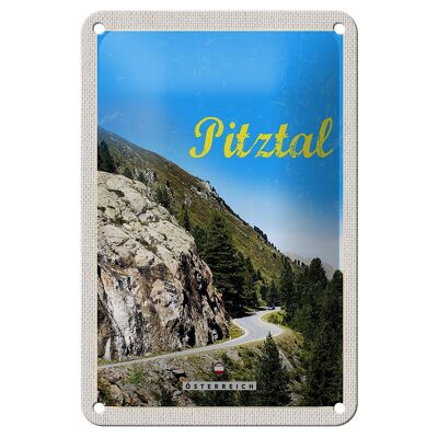 Cartel de chapa de viaje, 12x18cm, Pitztal, Austria, bosque, naturaleza, montañas