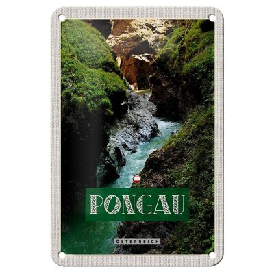 Cartel de chapa de viaje, 12x18cm, Pongau, Austria, cascada, cartel natural