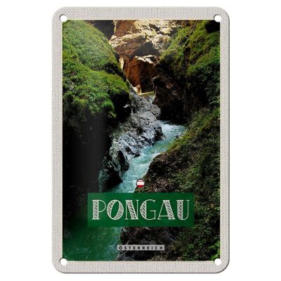 Blechschild Reise 12x18cm Pongau Österreich Wasserfall Natur Schild