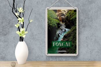 Panneau de voyage en étain, 12x18cm, Pongau, autriche, cascade, panneau naturel 4