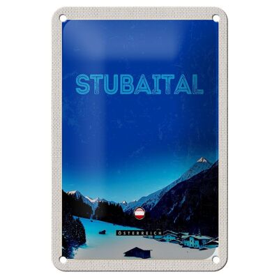 Targa in metallo da viaggio 12x18 cm Stubaital Austria Winter Time Snow Sign