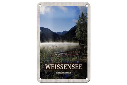 Blechschild Reise 12x18cm Weißensee Urlaub See Wälder Natur Schild