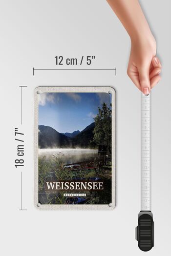 Panneau de voyage en étain, 12x18cm, Weißensee, vacances, lac, forêts, panneau naturel 5