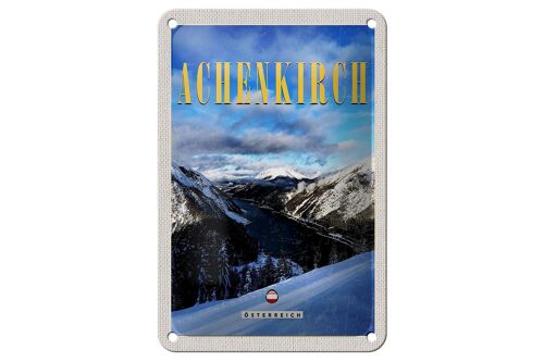 Blechschild Reise 12x18cm Achenkirch Österreich Skiurlaub Schnee Schild