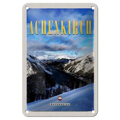 Panneau de voyage en étain, 12x18cm, Achenkirch, autriche, vacances au Ski, signe de neige