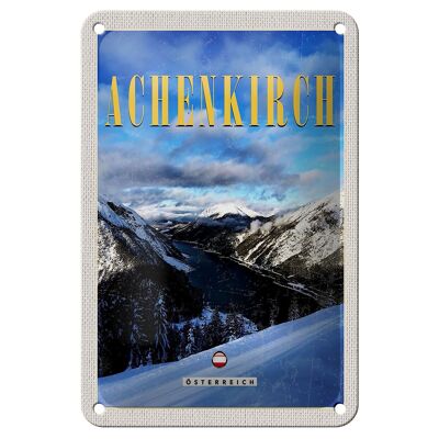 Blechschild Reise 12x18cm Achenkirch Österreich Skiurlaub Schnee Schild