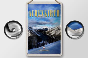 Panneau de voyage en étain, 12x18cm, Achenkirch, autriche, vacances au Ski, signe de neige 2
