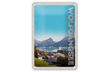 Panneau de voyage en étain, 12x18cm, Wolfgangsee, vacances en famille, lac, forêts 1
