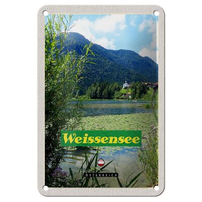 Cartel de chapa de viaje 12x18cm Weißensee vacaciones lago natación cartel natural