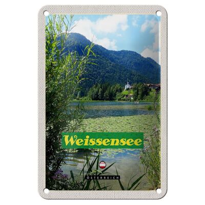 Blechschild Reise 12x18cm Weißensee Urlaub See schwimmen Natur Schild