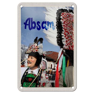 Cartel de chapa de viaje, 12x18cm, Absam, Austria, desfile de carnaval, cartel de Tirol