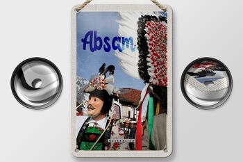 Panneau de voyage en étain, 12x18cm, Absam autriche, défilé de carnaval, panneau du Tyrol 2