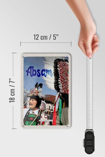 Panneau de voyage en étain, 12x18cm, Absam autriche, défilé de carnaval, panneau du Tyrol 5