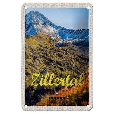 Cartel de chapa de viaje, 12x18cm, Zillertal Austria, cartel de bosques de montaña natural